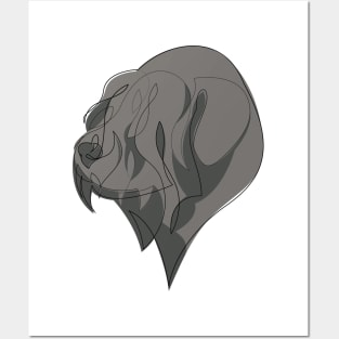Black Russian Terrier - continuous line Posters and Art